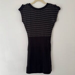 Charlotte Robson Mini Black Houndstooth Dress with Buttons XS